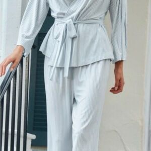 LAKE Striped Green and White Loungewear Set